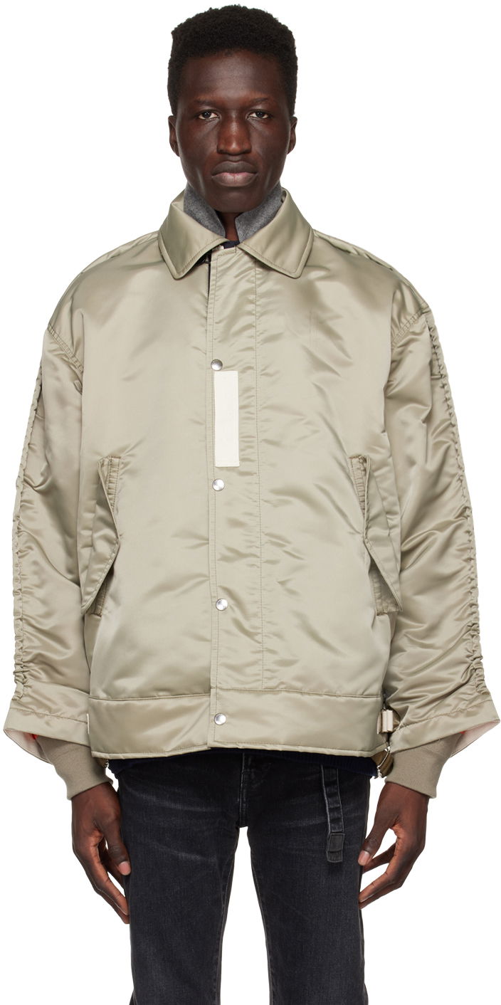 Bomberjakke sacai Sacai Cinch Strap Bomber Jacket Beige | 23-02992M