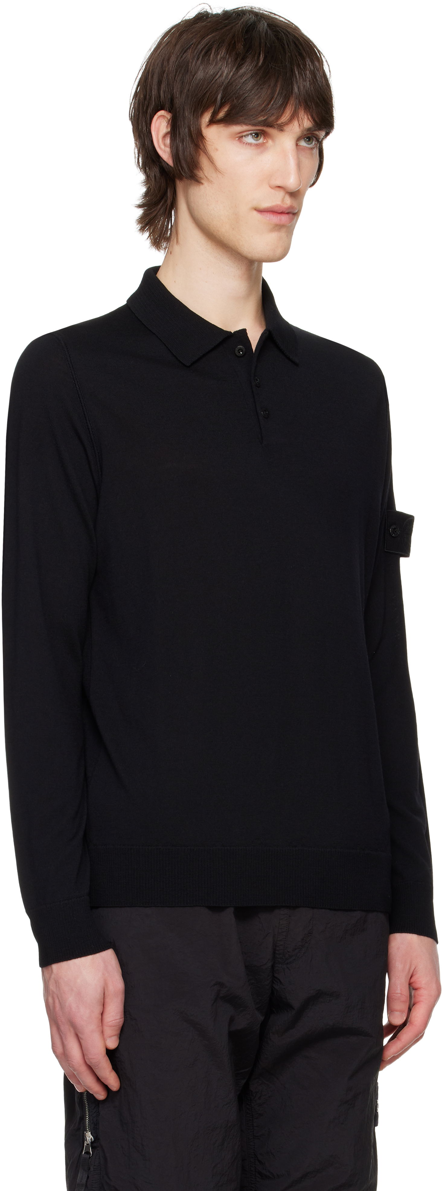 Sweater Stone Island Stone Island Pure Wool Long Sleeve Polo Sort | K1S15 5100071 S00FC, 1