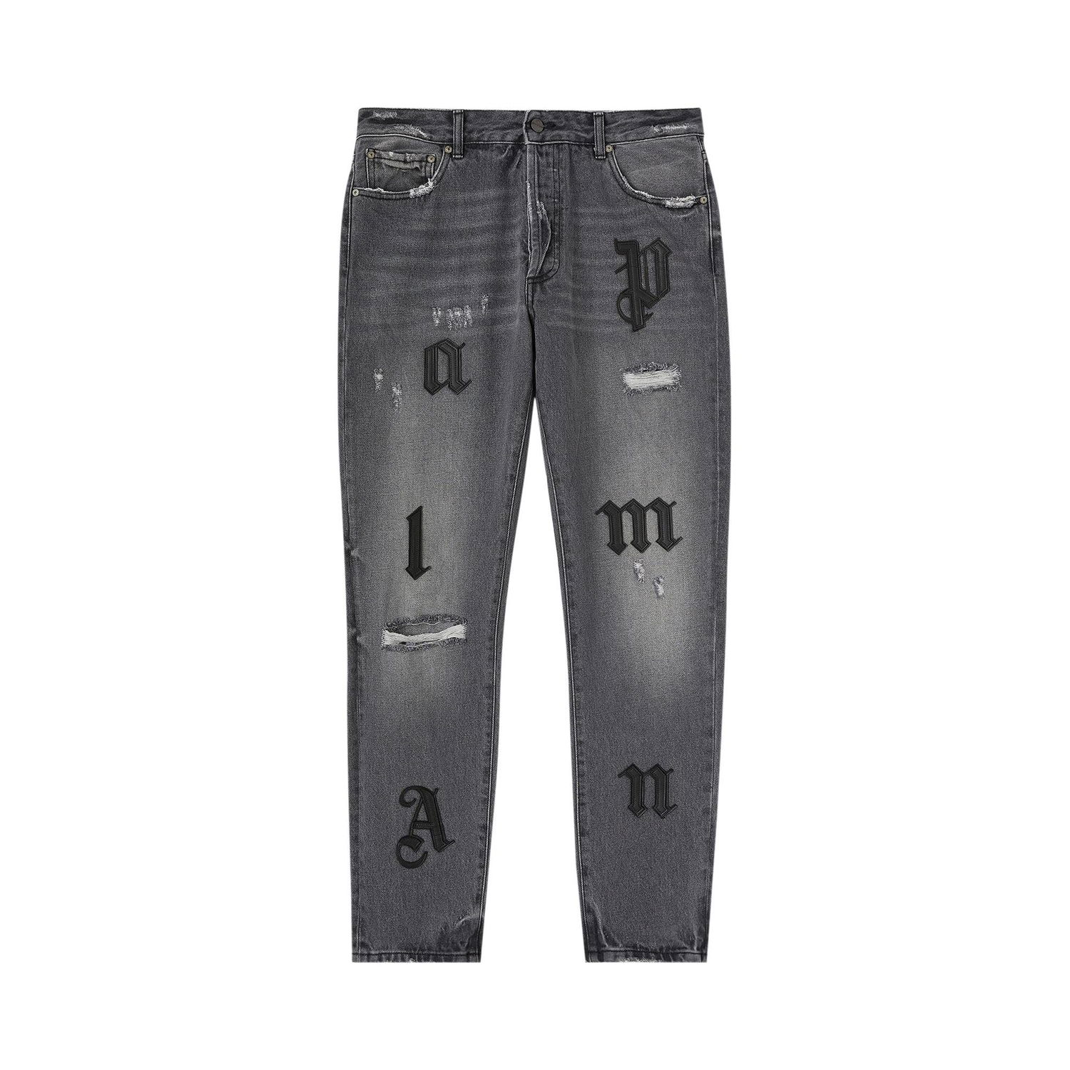 Jeans Palm Angels Logo Classic 5 Pocket Jeans Grå | PMYA033F22DEN0050610, 1