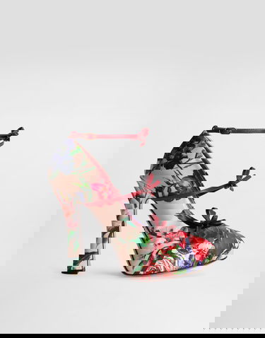 Tilbehør Dolce & Gabbana Dolce & Gabbana Floral Print Satin Slingback Pumps Flerfarvet | CD1944A9Q72H25PR, 0