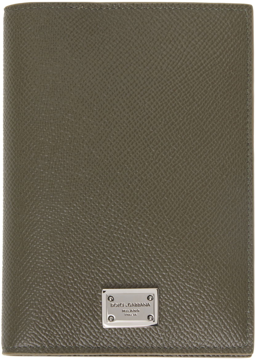 Tegnebog Dolce & Gabbana Taupe Logo Plaque Passport Holder Grøn | BP2215AG219