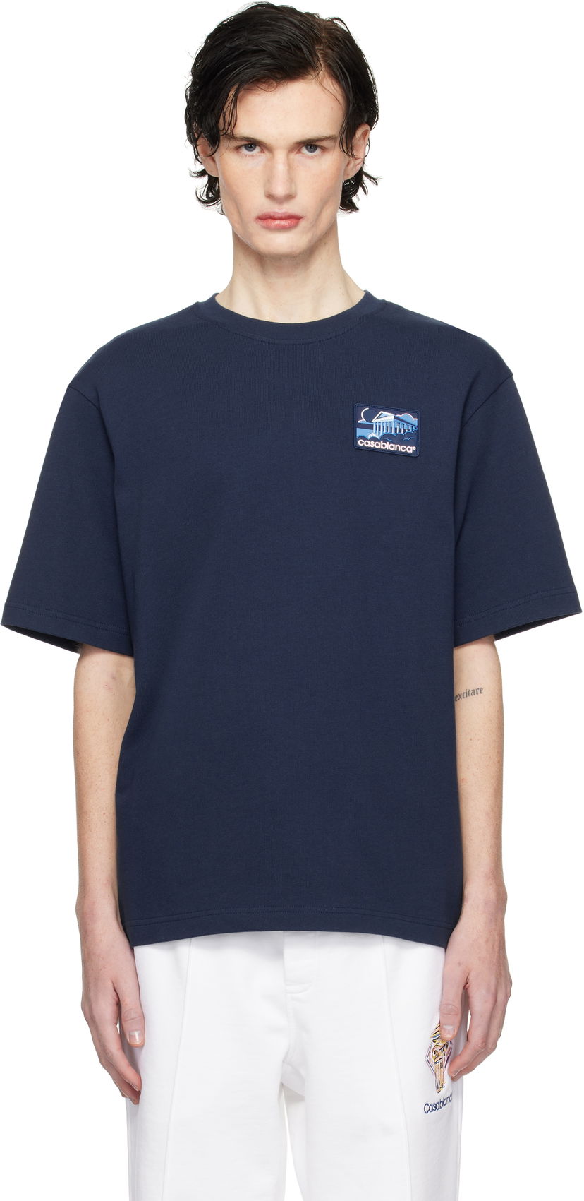 T-shirt Casablanca Temple Patch T-Shirt Mørkeblå | MPS25-JTS-027-01