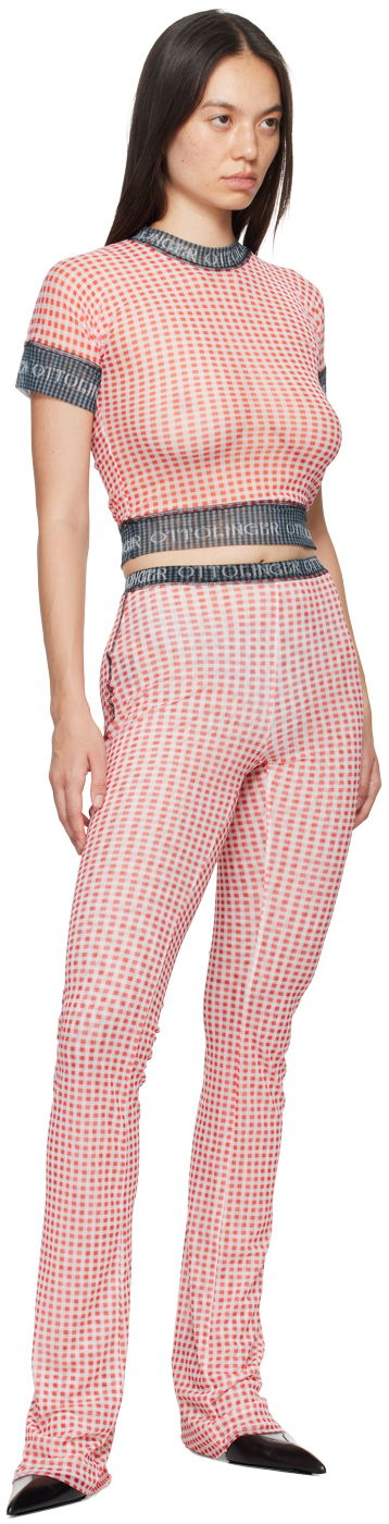 Crop top Ottolinger Ottolinger Check Mesh T-Shirt Rød | 1010101821, 3