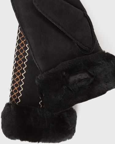Handsker UGG Embroidered Sheepskin Mittens Sort | 100907-BLK, 3
