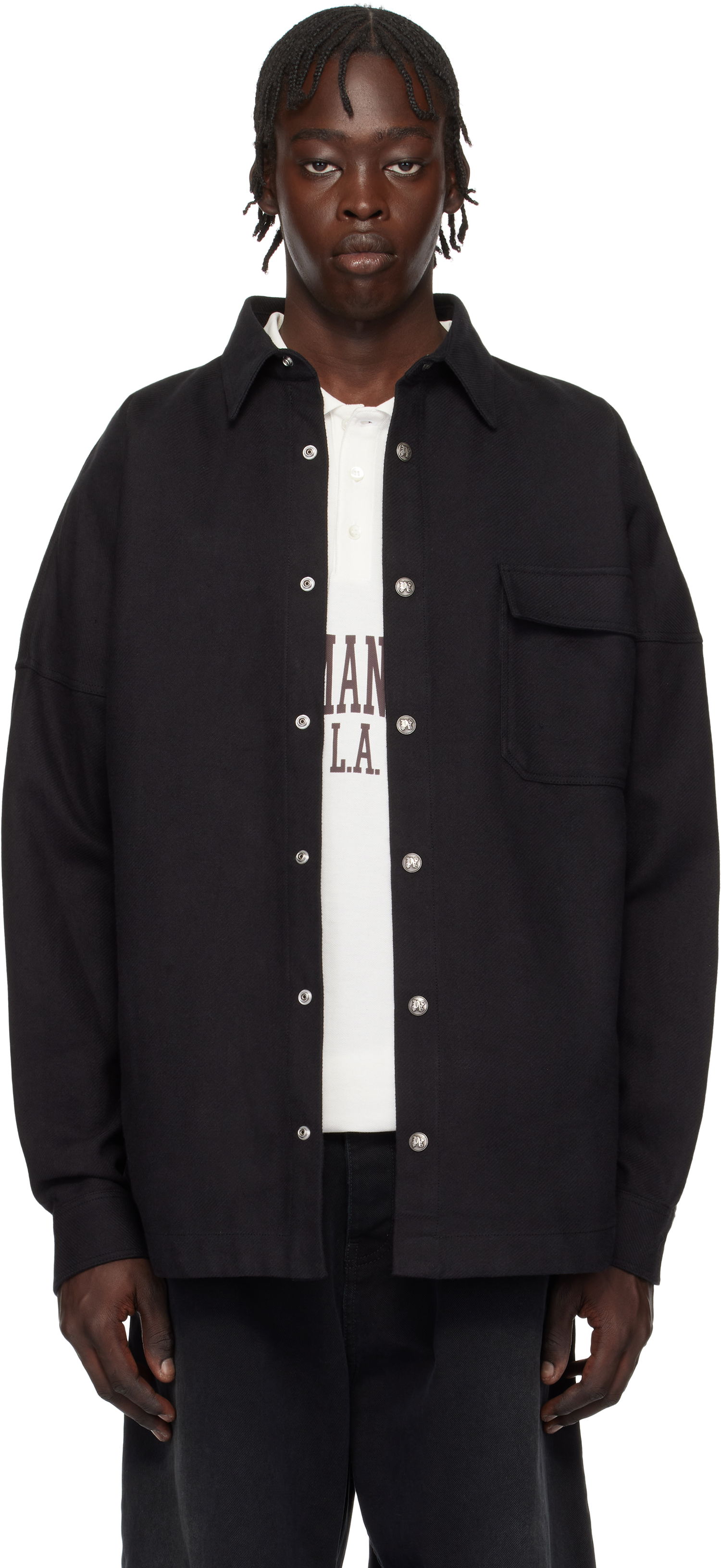 Skjorte Palm Angels Classic Logo Overshirt Sort | PMES044S25FAB0011003, 0