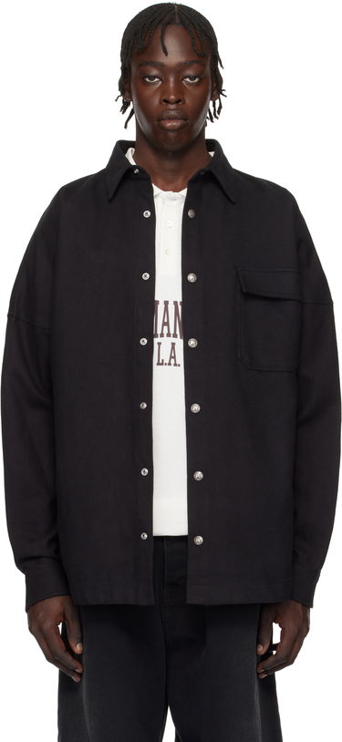 Skjorte Palm Angels Classic Logo Overshirt Sort | PMES044S25FAB0011003, 0
