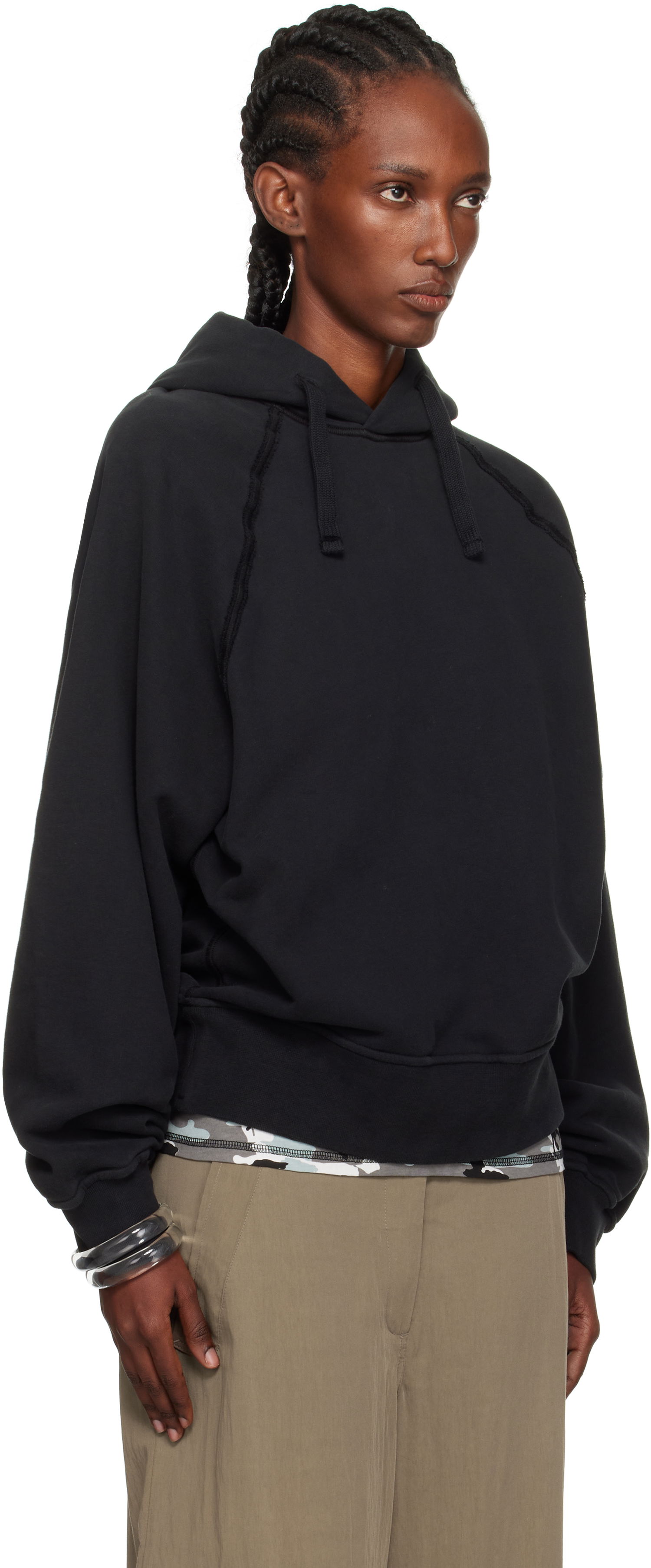 Sweatshirt Stone Island Brushed Organic Cotton Fleece Hoodie Sort | K2S15 6100023 S0A20, 1