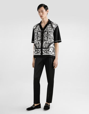 Skjorte Dolce & Gabbana Dolce & Gabbana Majolica-Print Oversized Shirt Sort | GXVC0TJFMZGHY5DQ, 1