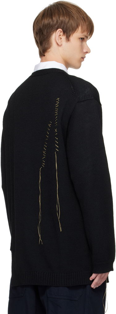 Sweater Yohji Yamamoto YOHJI YAMAMOTO Round Neck Stitch Detail Sweater Sort | HL-K25-196, 2