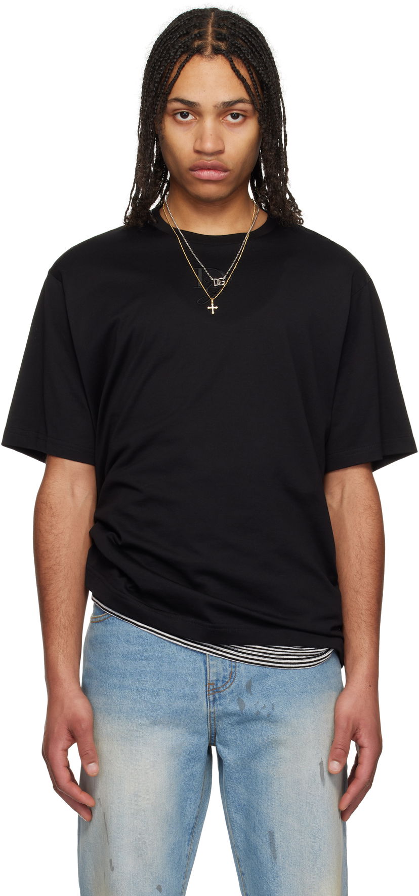 T-shirt Dolce & Gabbana Dolce&Gabbana Logo Embroidery T-Shirt Sort | G8PN9ZG7O4E