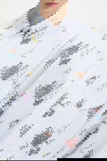 Skjorte Sky High Farm Sky High Farm SHF Overprint Relaxed Button-Down Shirt Blå | SHF07B012, 3