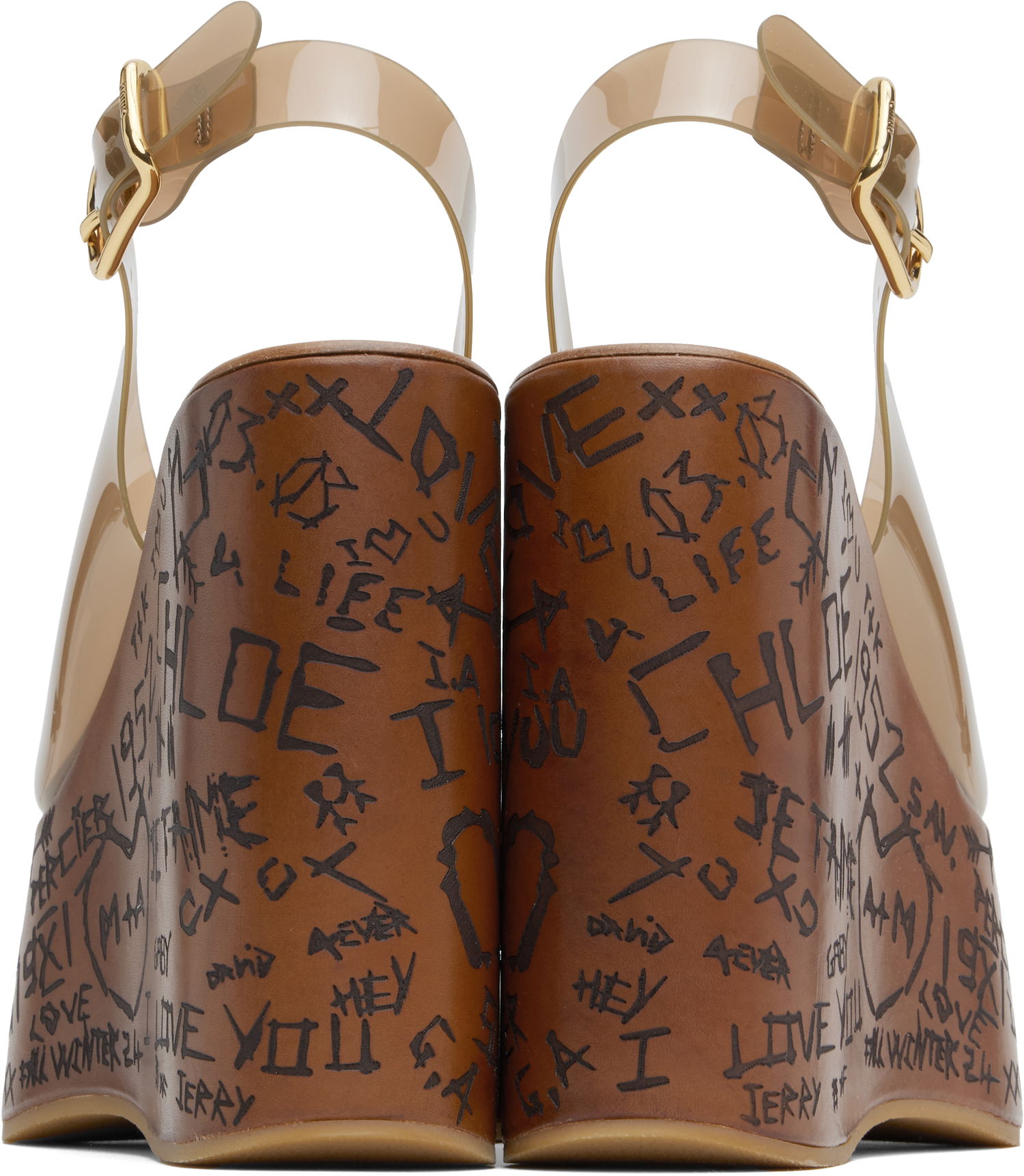 Skopleje CHLOÉ Chloe Maxime Wedge Sandals Brun | CHC25U09ZRT, 1