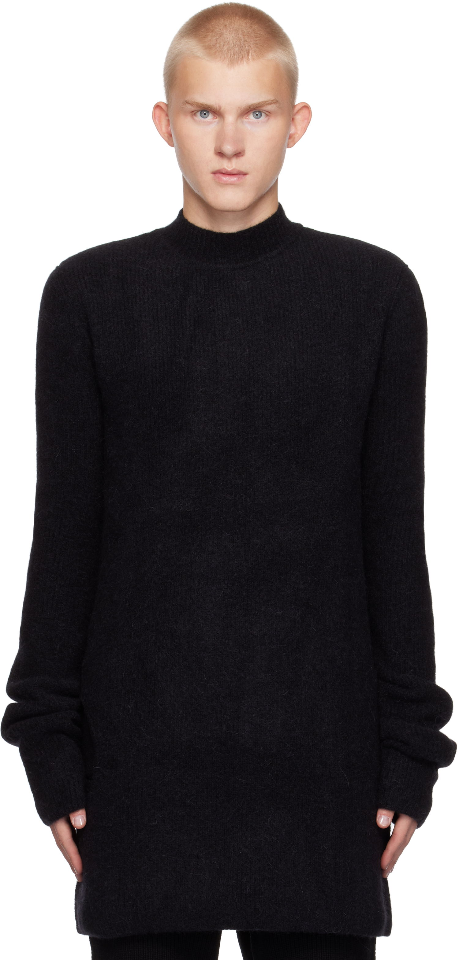 Sweater Rick Owens Alpaca Knit Sweater Sort | RR02D6695 KWP, 0