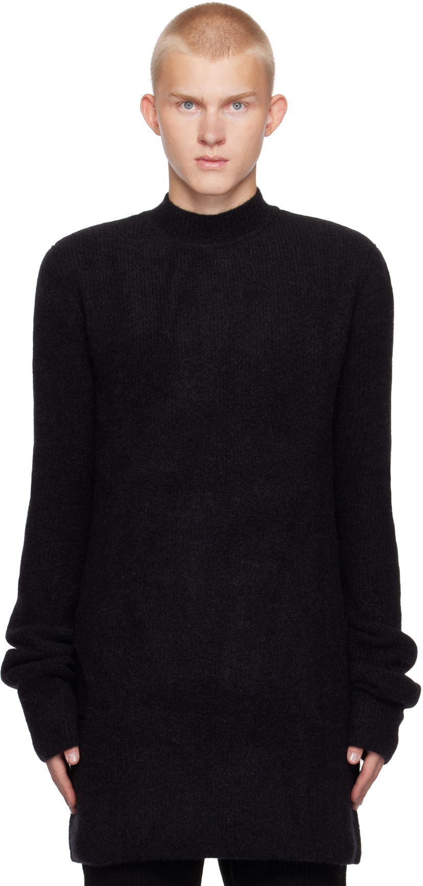 Sweater Rick Owens Alpaca Knit Sweater Sort | RR02D6695 KWP
