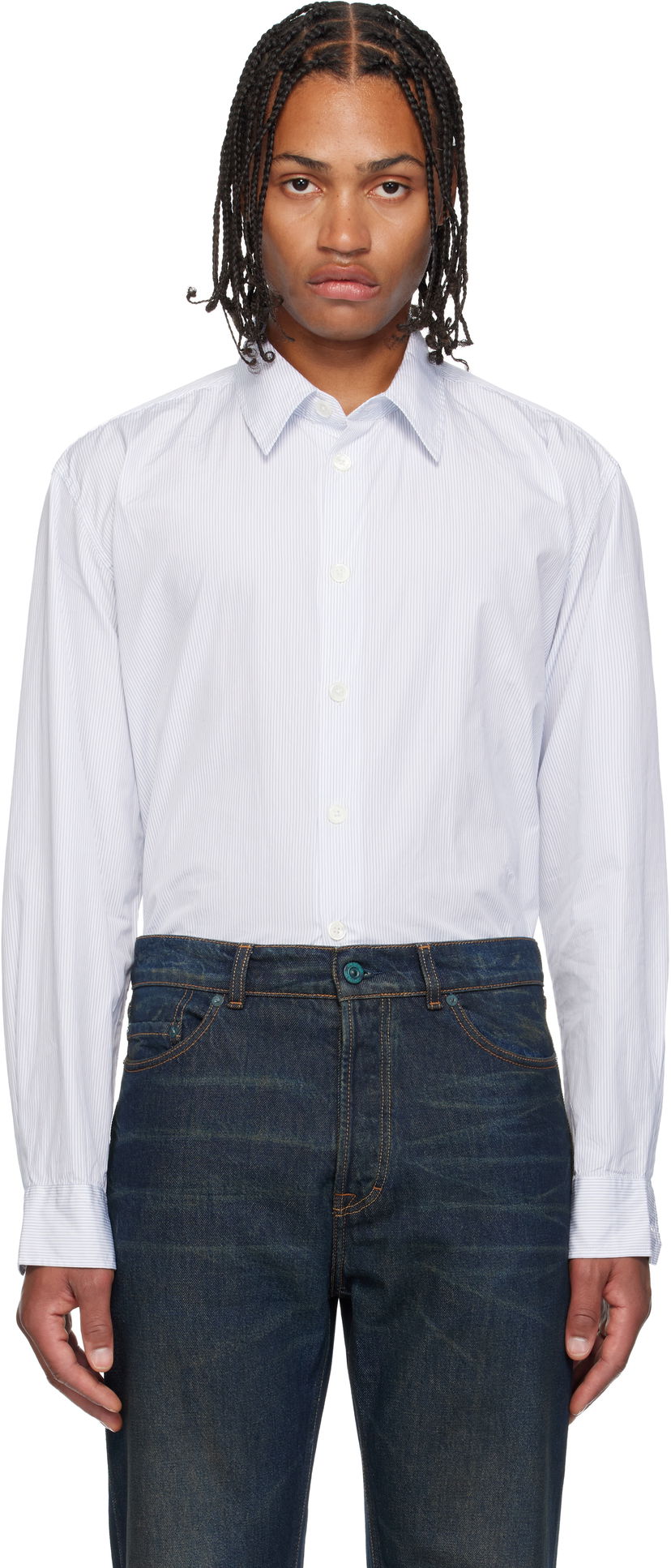 Skjorte OUR LEGACY Beyond Striped Button-Up Shirt Hvid | M4252BD