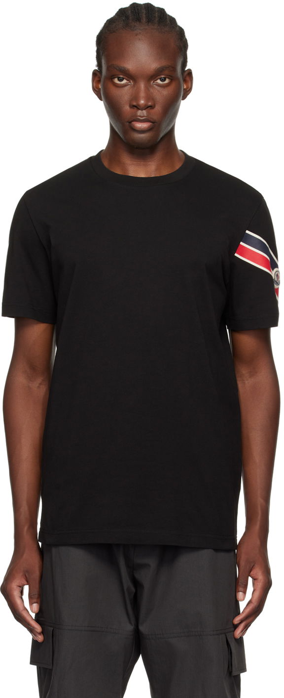 T-shirt Moncler Black Tricolor T-Shirt Sort | J20918C0002989AKK