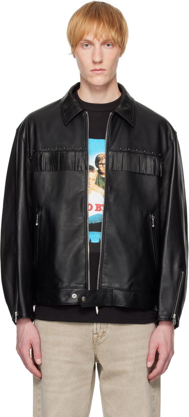 Jakke WACKO MARIA WACKO MARIA WOLF'S HEAD Edition Leather Fringe Jacket Sort | WOLFSHEAD-WM-BL16, 0