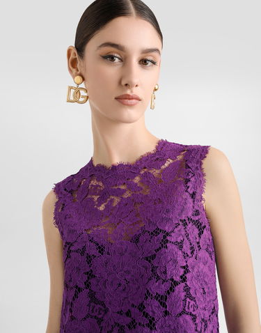 Kjole Dolce & Gabbana Dolce & Gabbana Sleeveless Lace Mini Dress Lilla | F6ATYTHLM7LF0571, 3