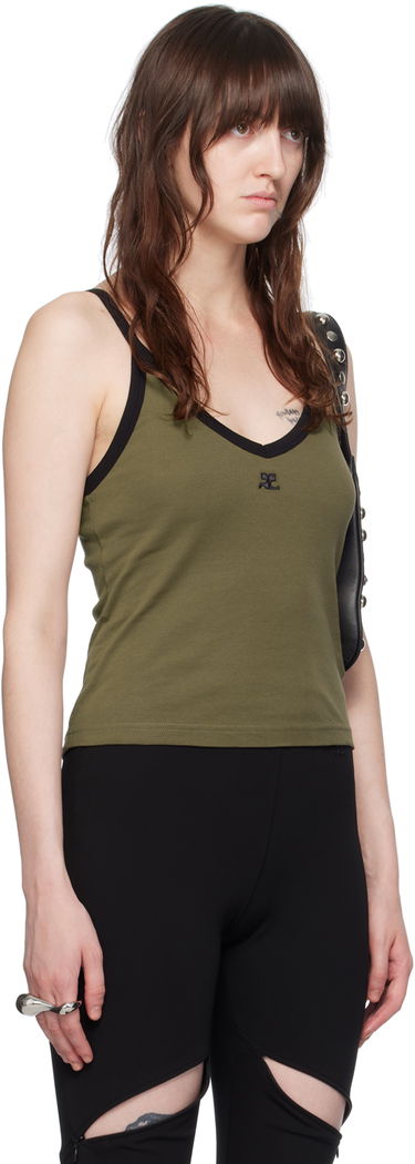 Tanktop Courrèges Slim V-Neck Tank Top Grøn | 224JDE075JS0070, 1