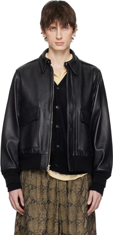 Bomberjakke WACKO MARIA WACKO MARIA A-2 Leather Flight Jacket Sort | 25SS-WMO-BL04, 0