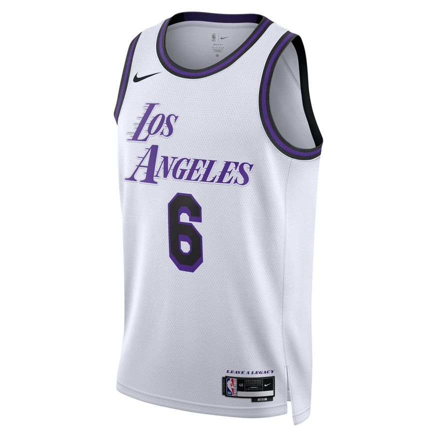 Jersey Nike Dri-FIT NBA LeBron James Los Angeles Lakers City Edition 2022 Swingman Jersey Hvid | DO9597-101, 0