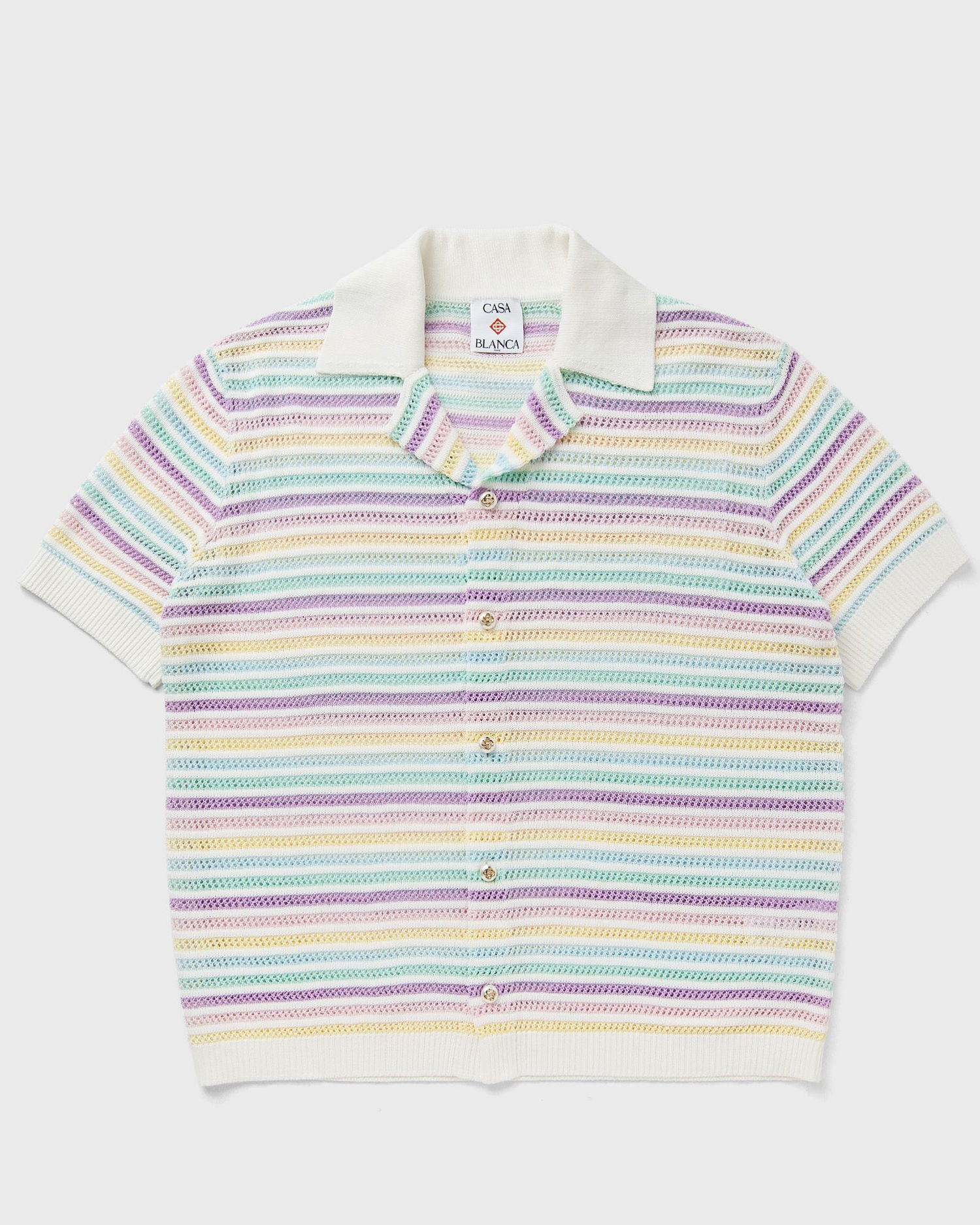 Polo skjorte Casablanca Crochet Knit Striped Polo Shirt Flerfarvet | M-AW25-KW-1097-01, 0