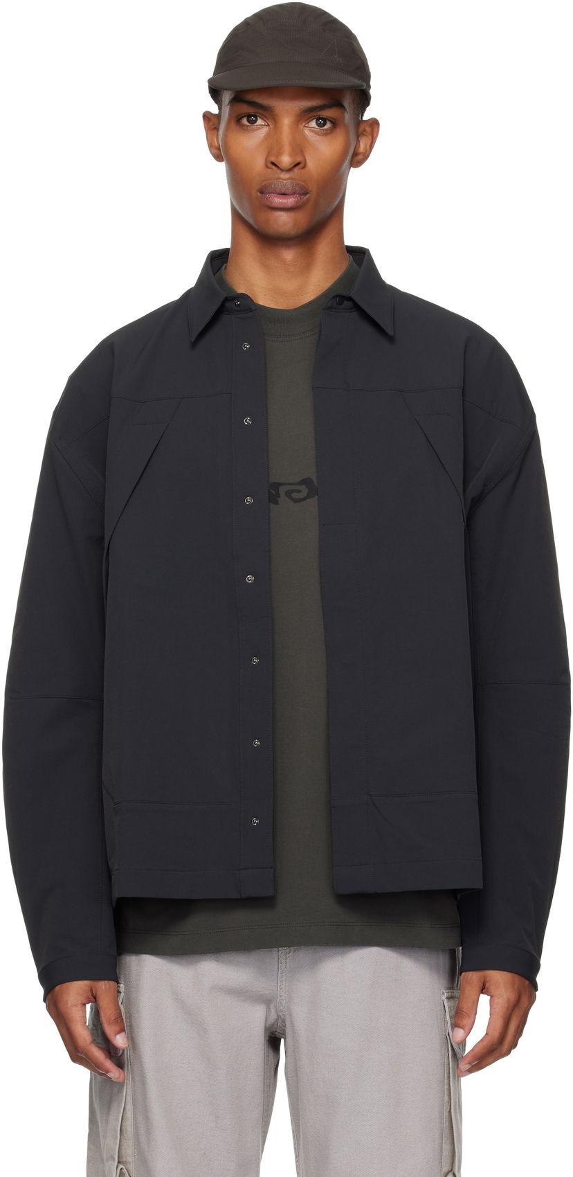 Skjorte ROA ROA Utility Overshirt Sort | RBMW0372FA264