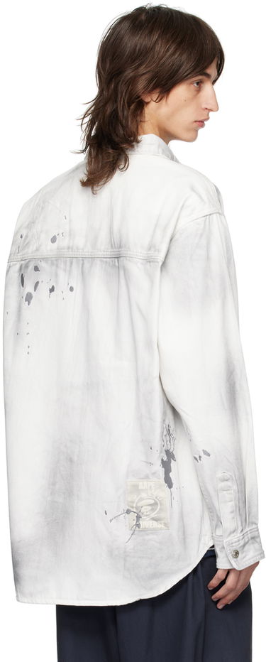 Skjorte AAPE by A Bathing Ape AAPE by A Bathing Ape Embroidered Denim Shirt Hvid | AAPSTM8480XXMWHB, 2