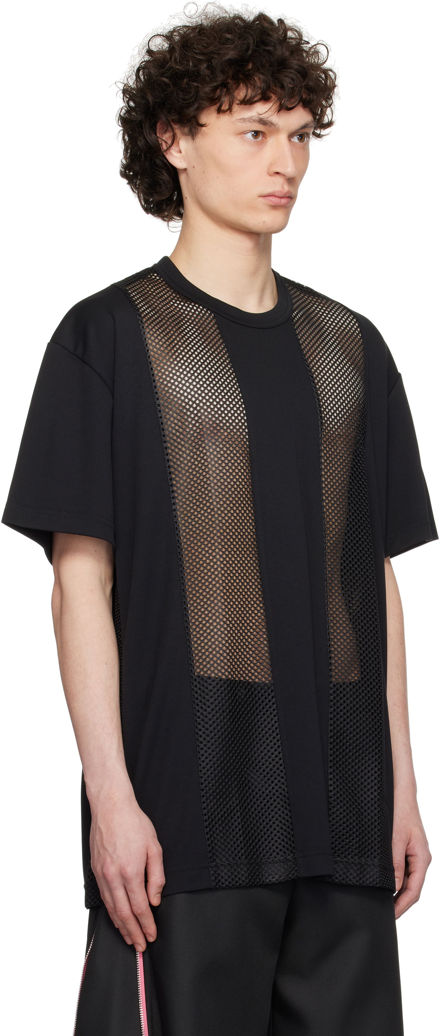 T-shirt Comme des Garçons Homme Plus Polyester Piqué and Mesh T-Shirt Sort | PO-T016-051, 1