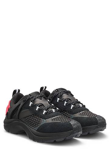 Tøj BOSS Signature Mesh and Suede Trainers Sort | 50536259
