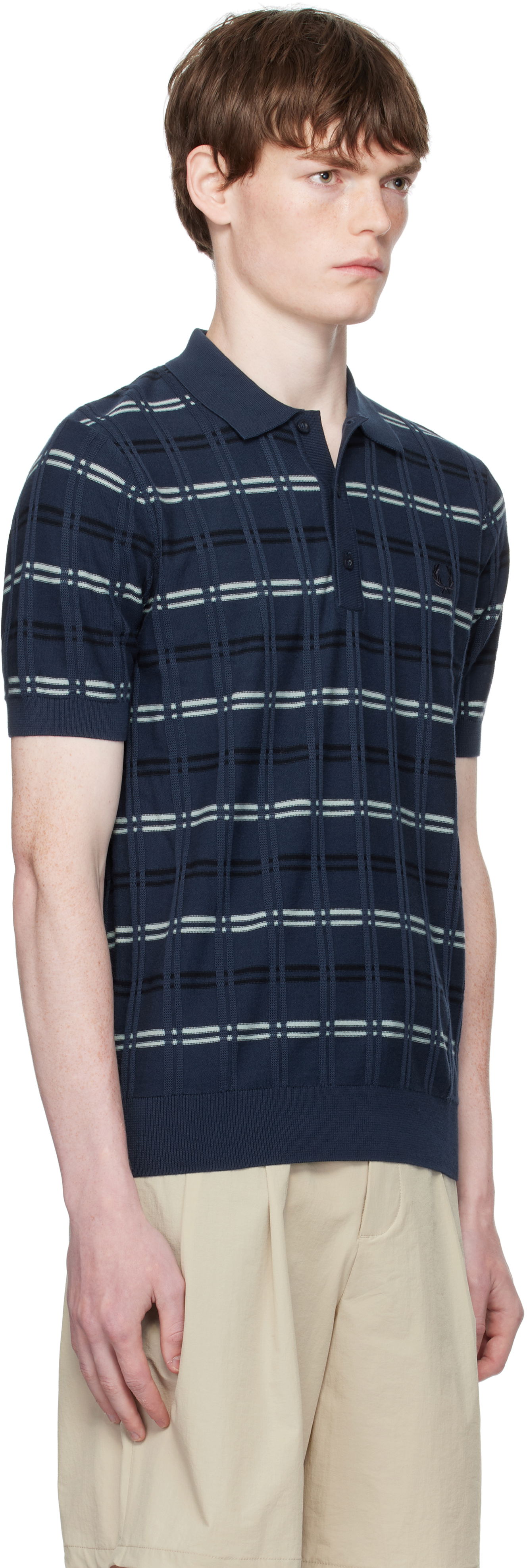 Polo skjorte Fred Perry Fred Perry Striped Rib Knitted Polo Blå | K9751, 1
