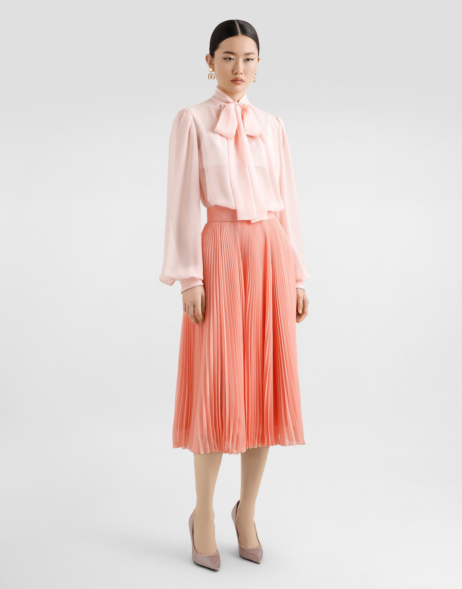 Nederdel Dolce & Gabbana Dolce & Gabbana Long Pleated Chiffon Skirt Orange | F4C7PTFUSNWF0586, 1