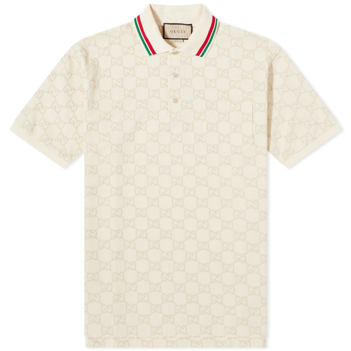 Polo skjorte Gucci GG Jacquard Tipped Polo Bone Beige | 753572-XJFUG-9037, 0