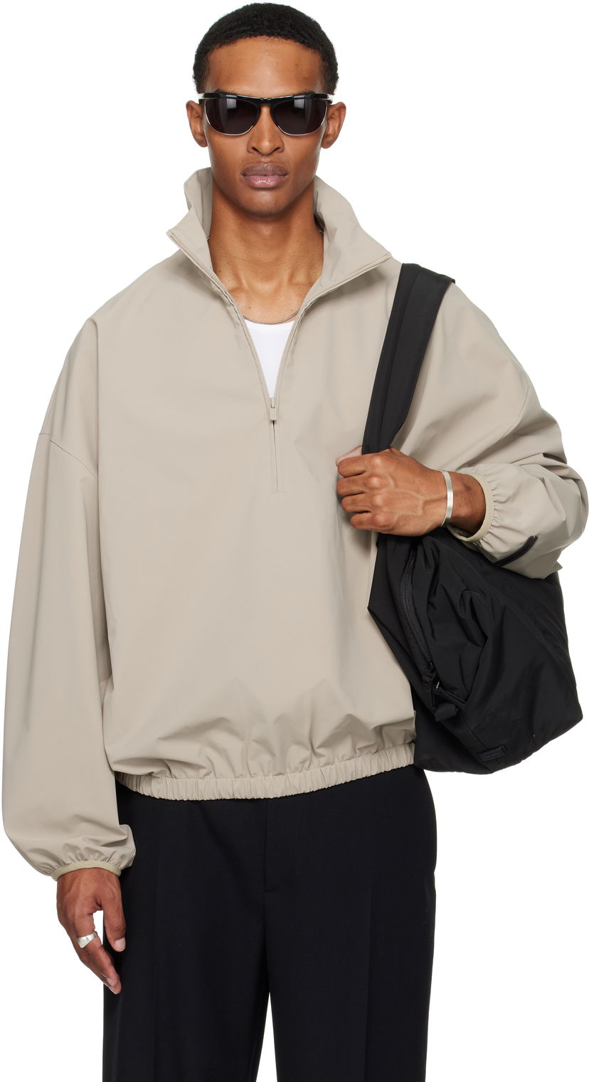 Jakke Fear of God Fear of God ESSENTIALS Sporty Half-Zip Jacket Beige | 202SP256721F