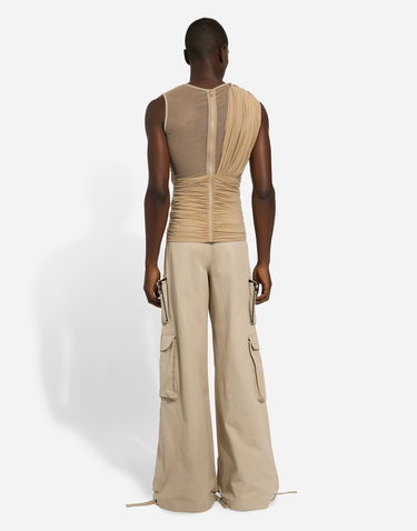 Tanktop Dolce & Gabbana Stretch Tulle T-shirt With Draping Beige | G8RW3TG7M7SS9000, 3