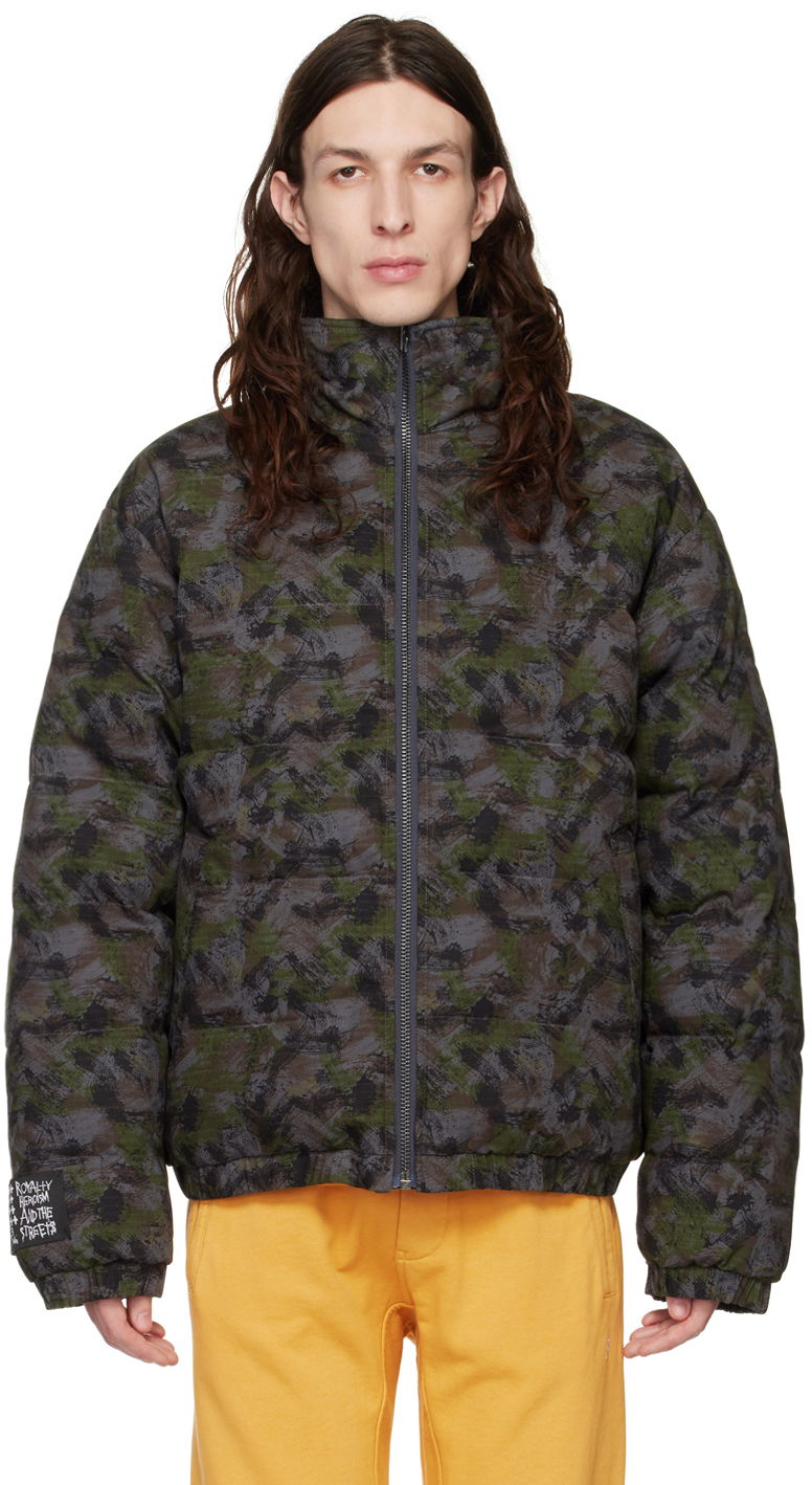 Bomberjakke Ksubi Camouflage Print Reversible Jacket Grøn | MPS23JK016