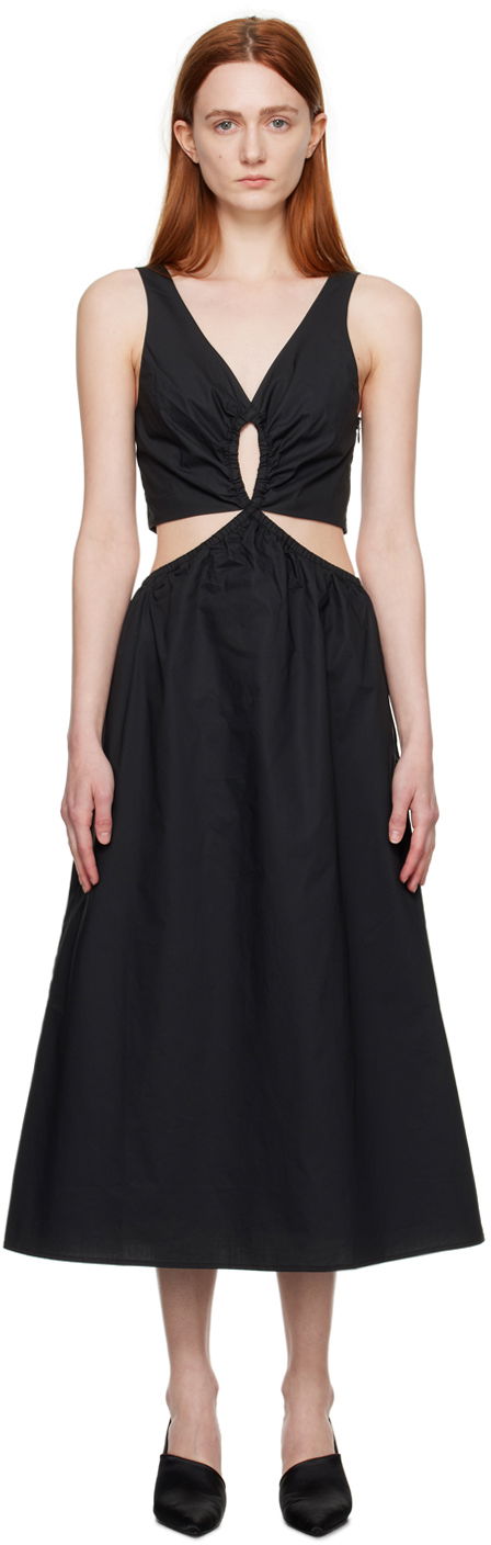 Kjole Anine Bing Cutout Detail Midi Dress Sort | A-02-1391-000