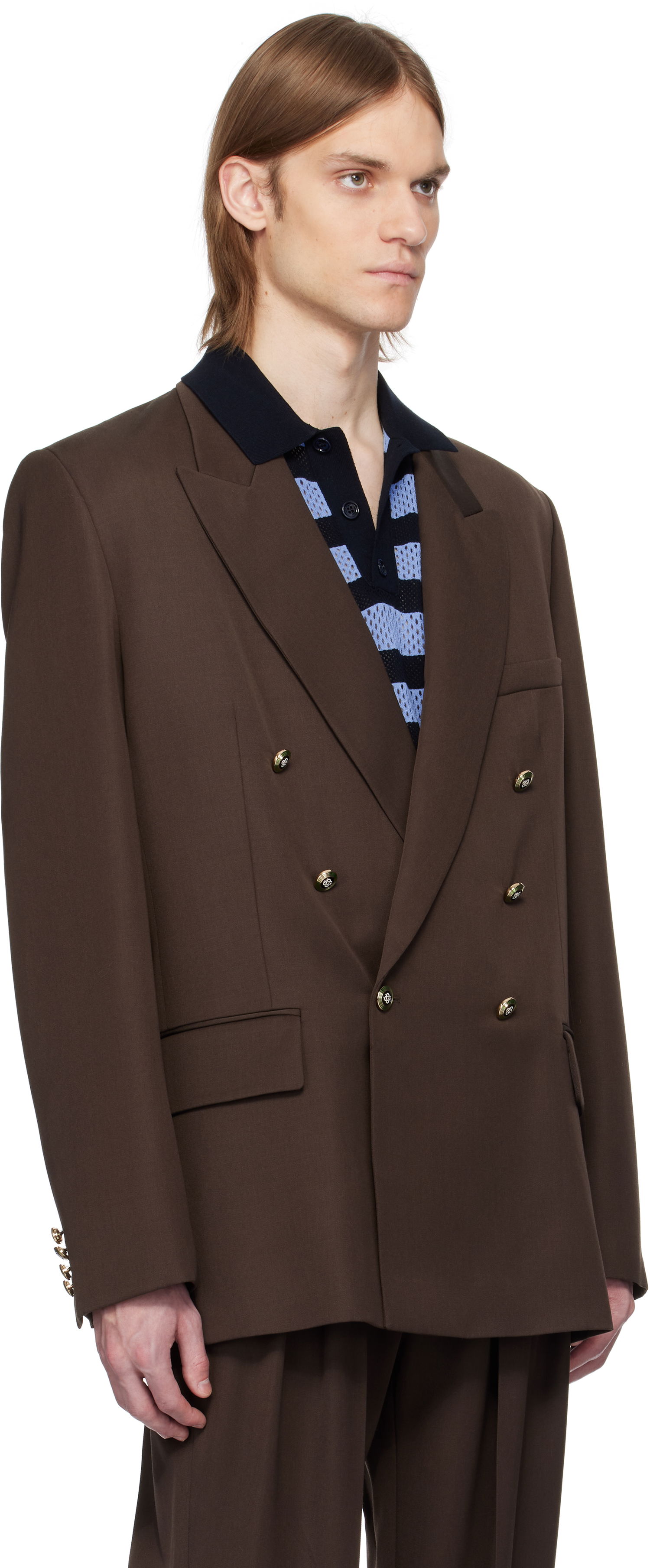 Jakke Casablanca Casablanca Wool Double Breasted Blazer Brun | MS25-JK-363-01, 1