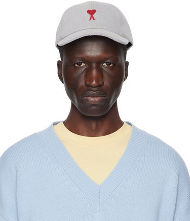 Kasket AMI Paris De Cœur Embroidery Denim Cap Grå | UCP006.DE0028, 0