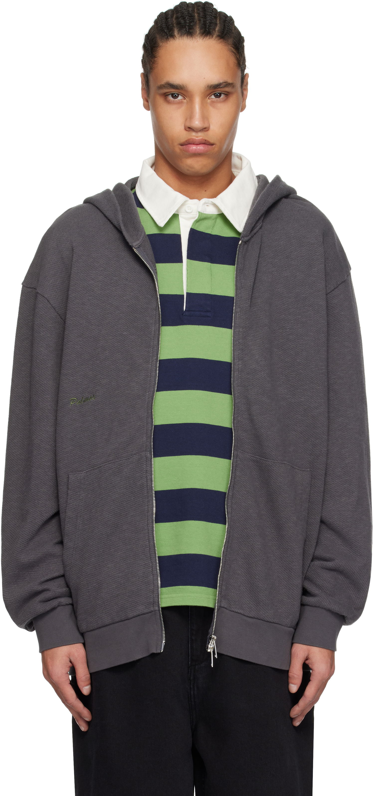 Sweatshirt Palmes Palmes Waffle Zip Hoodie Grå | P20-0033-888, 0