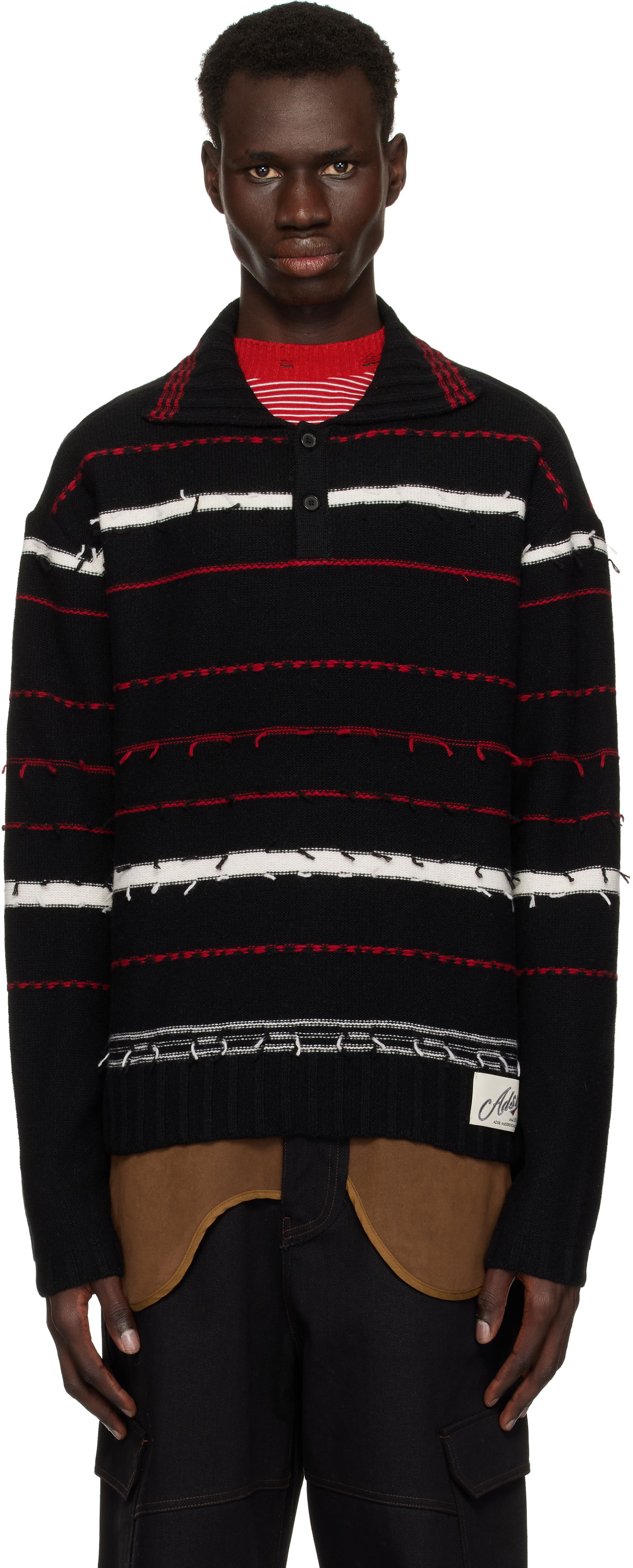 Sweater Andersson Bell Andersson Bell Striped Polo Sweater Sort | atb1245m, 0