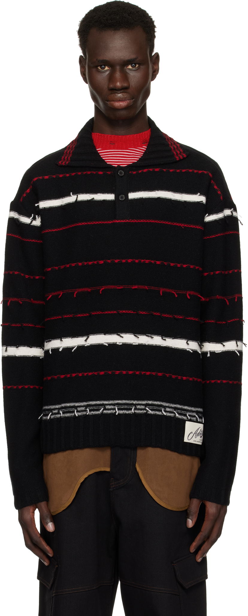 Sweater Andersson Bell Andersson Bell Striped Polo Sweater Sort | atb1245m