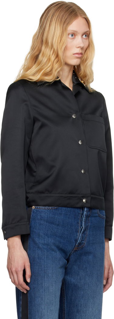 Skjorte Wales Bonner Wales Bonner 'The Flora' Cropped Satin Jacket Sort | WS25JA18-PL03-999, 1