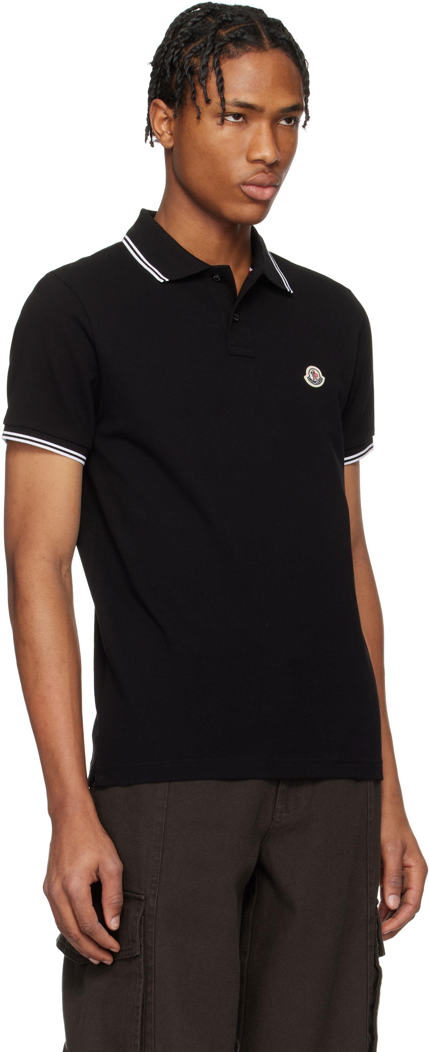 Polo skjorte Moncler Moncler Cotton Piquet Polo with Striped Trim Sort | K10918A0003184556, 1