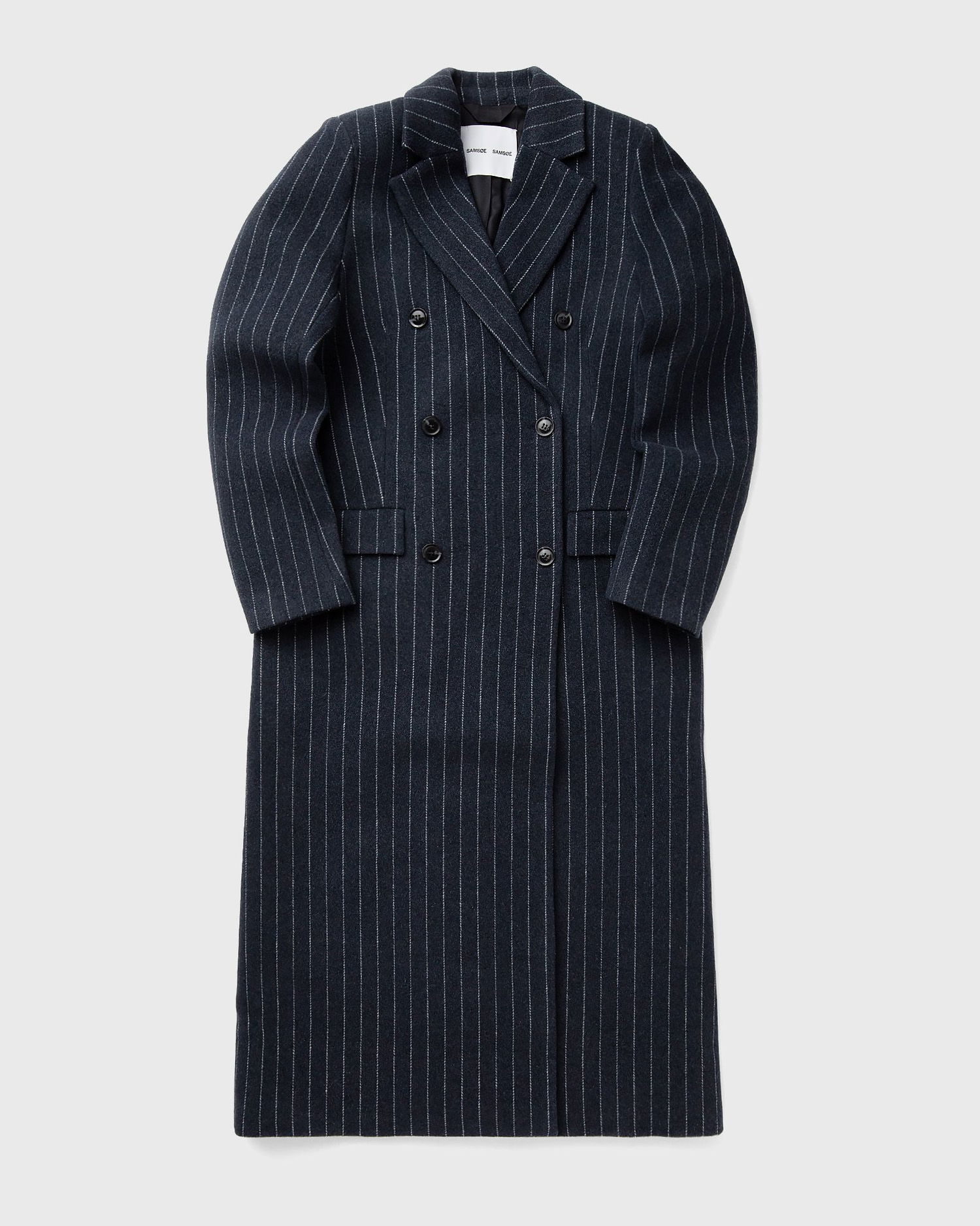 Frakker Samsoe Samsoe Double-Breasted Pinstripe Coat Mørkeblå | F24900016-CLR002321, 0