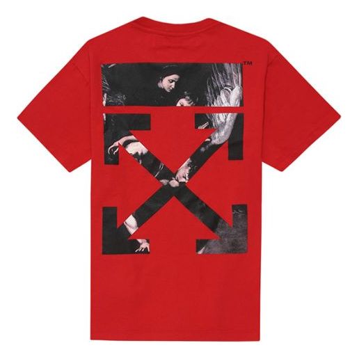T-shirt Off-White Painting Arrow Short Sleeve T-Shirt Rød | OMAA038S201850042088, 0