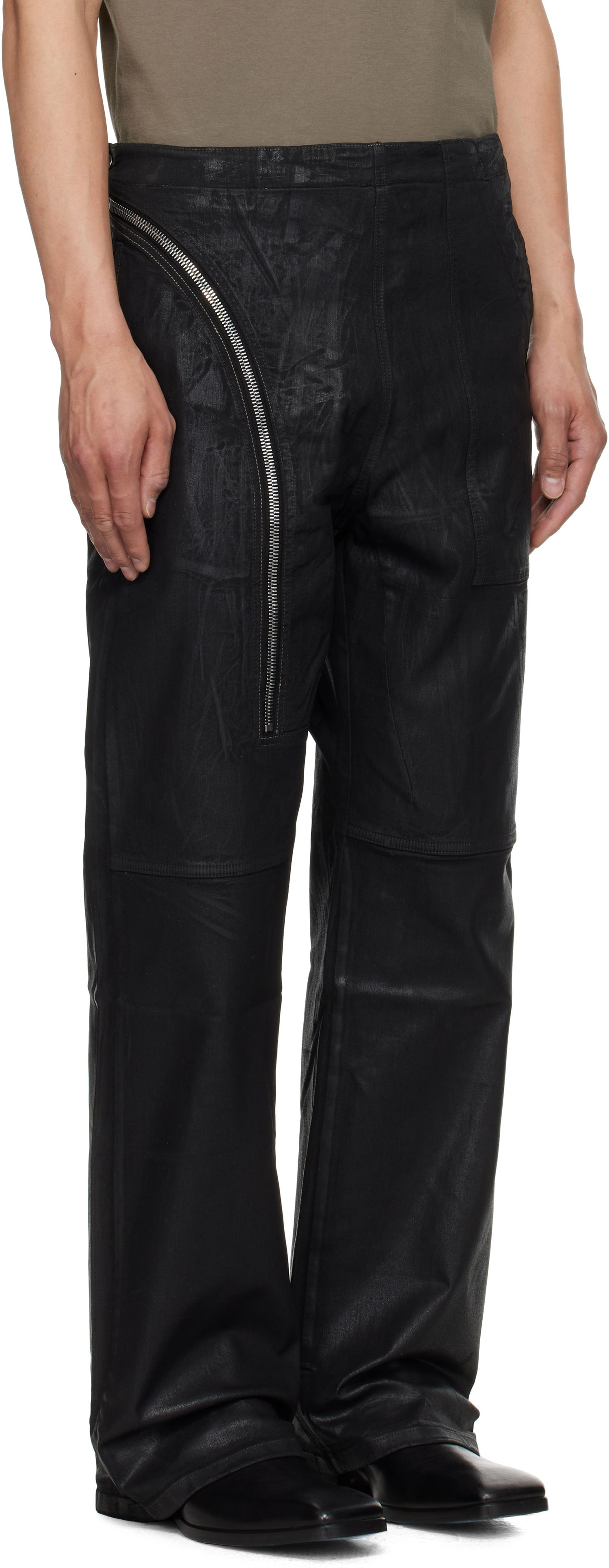 Bukser Rick Owens Rick Owens DRKSHDW Hollywood Aircut Leather Pants Sort | DU01E3356 SCF, 1