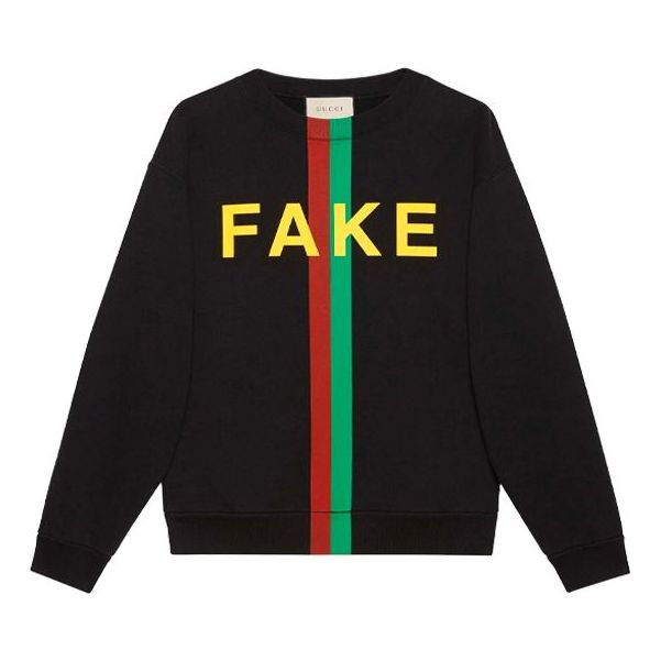 Sweater Gucci 'Fake/Not' Print Sweatshirt Sort | 635847-XJCXY-1082, 0