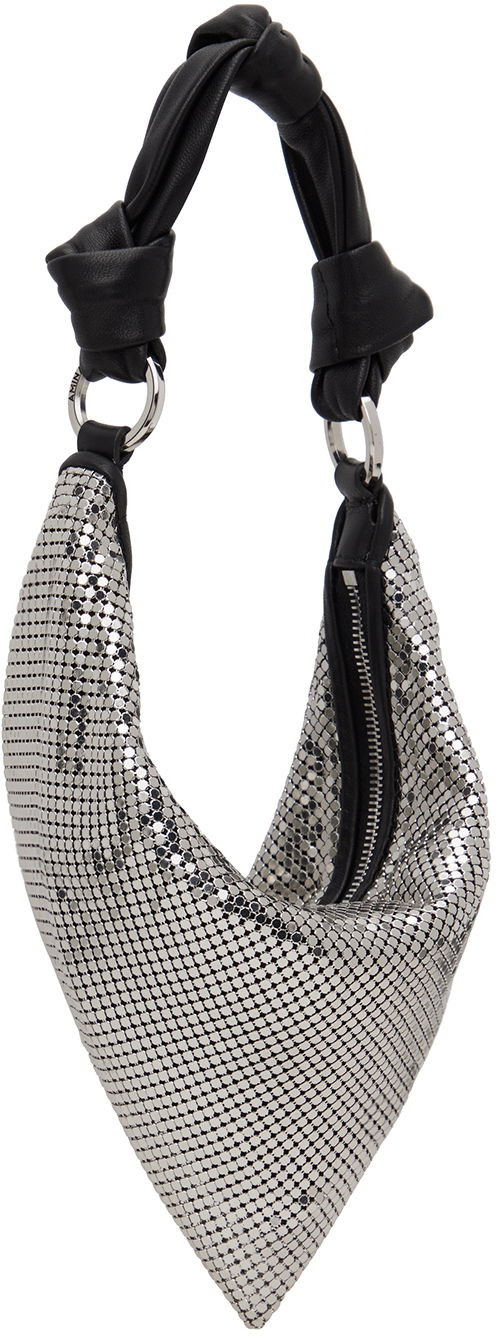 Håndtaske Amina Muaddi Mini Cameron Silver Metallic Shoulder Bag Metalisk | MINI CAMERON METAL MESH, 1