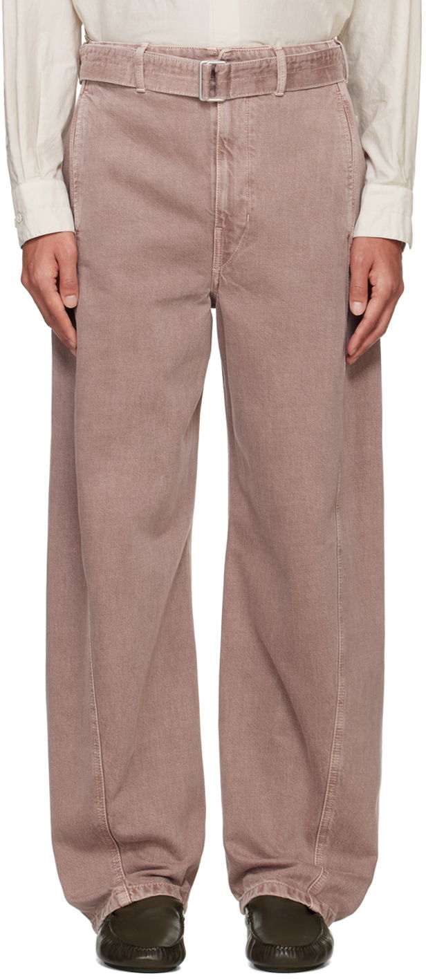 Cargo bukser LEMAIRE Lemaire Belted Wide-Leg Trousers Lyserød | PA326 LD1017